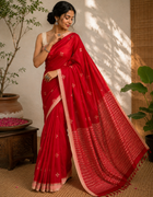 Bengal Cotton Handloom Saree — Red 06
