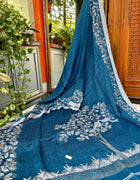 Pure Linen Kantha Work Saree — 03