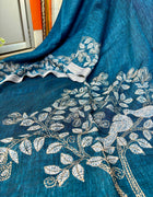 Pure Linen Kantha Work Saree — 03