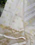 Pure Silk Muslin Jamdani Saree — White 04