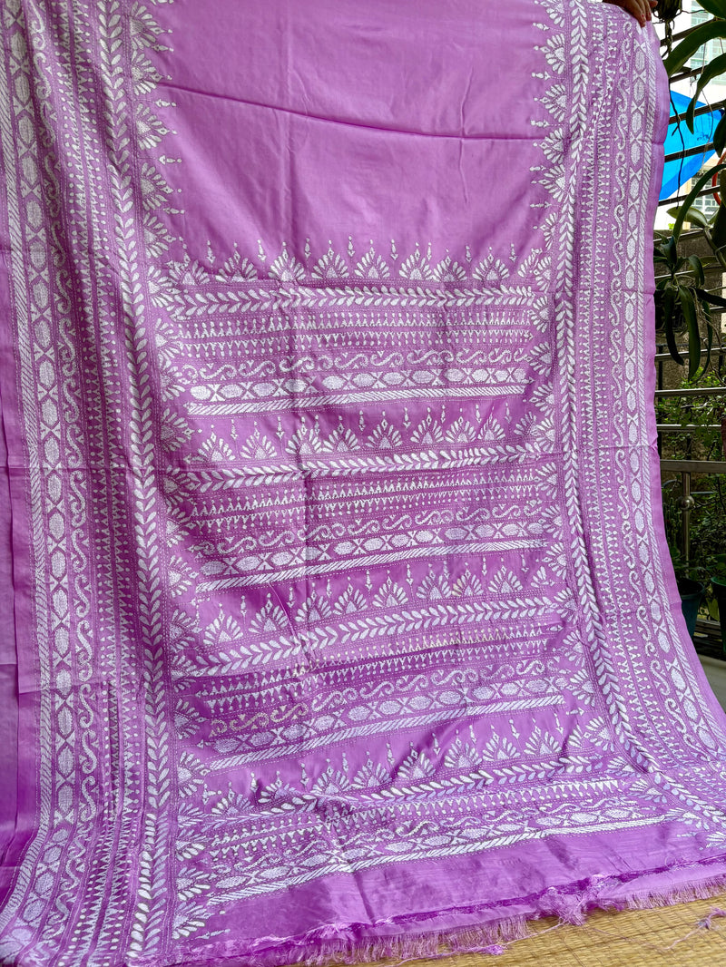 Kantha Work Saree — Purple 12