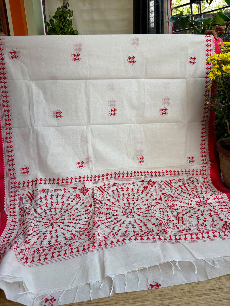 Cotton Kantha Work Saree — 21