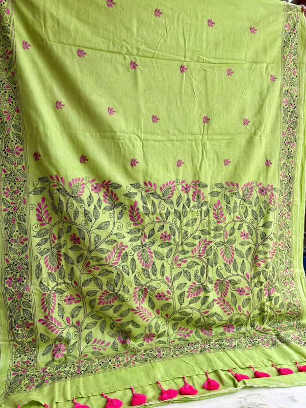 Cotton Kantha Work Saree — 18