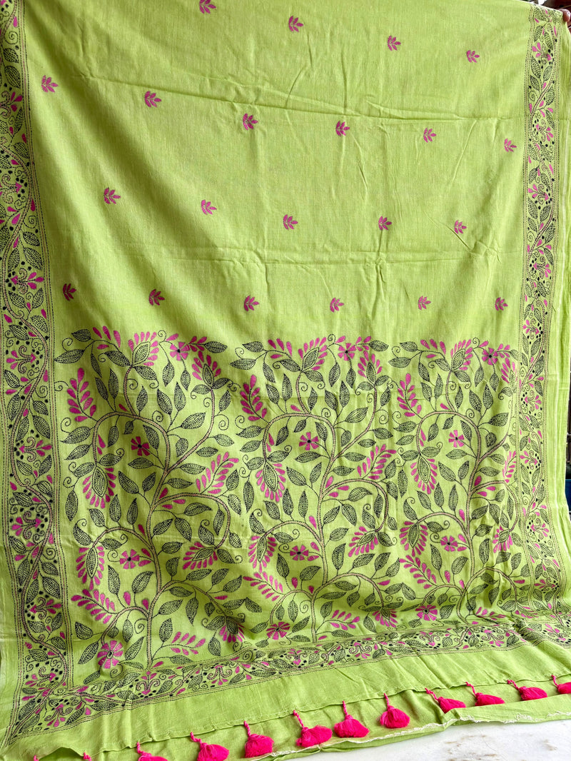 Cotton Kantha Work Saree — 18