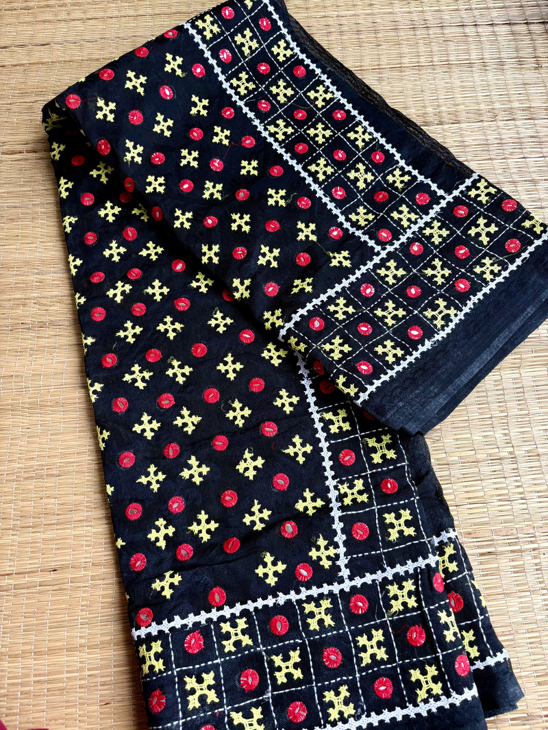 Cotton Kutch Work Sarees — Black 04