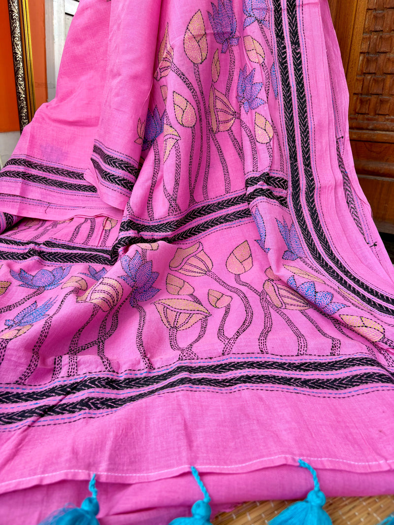 Cotton Kantha Work Saree — 01