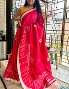 Hand Painted Saree on Pure Silk — Pink 04