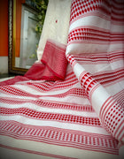 White & Red Saree in Pure Cotton — 05