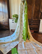 Hand Painted Saree on Pure Silk — Green 11