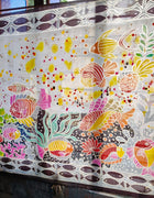 Hand Painted Saree on Pure Tussar Silk — Beige & White 03