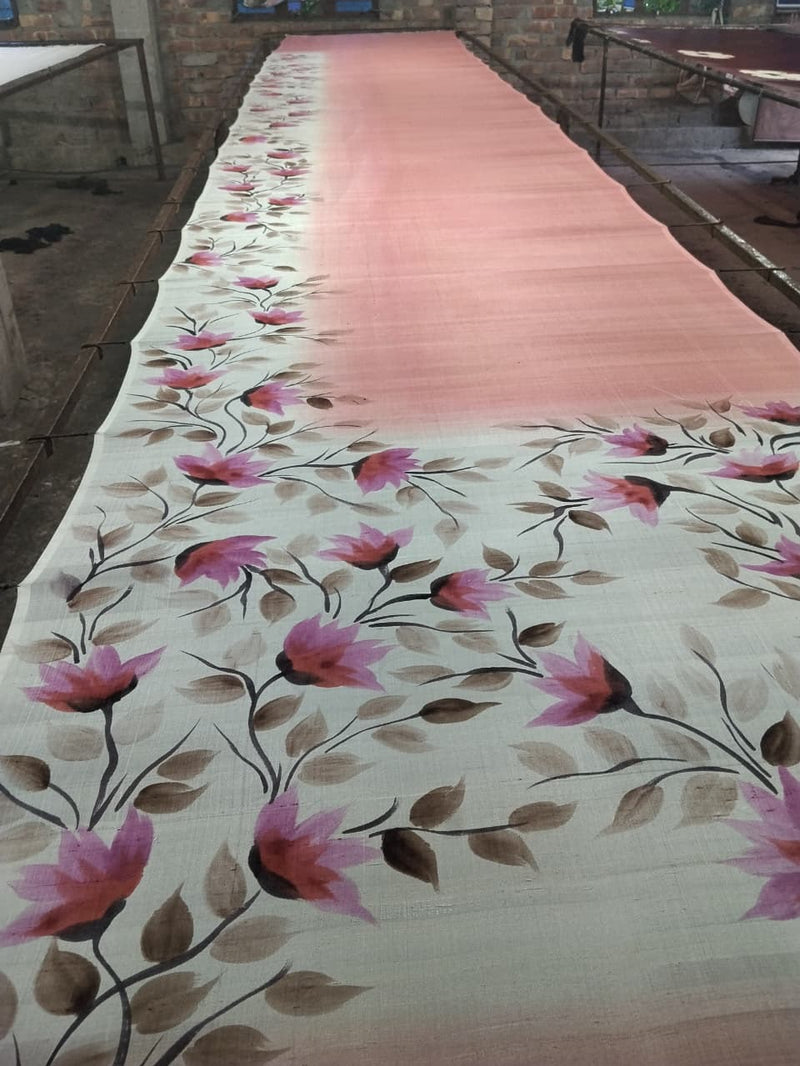 Hand Painted Saree on Pure Silk — Pink 05