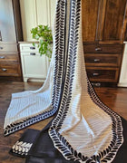 Hand Painted Saree on Pure Silk — White & Black 03