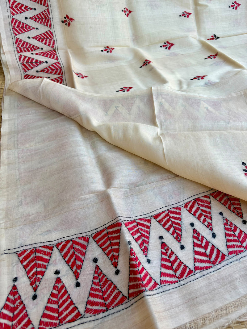 Pure Tussar Silk Kantha Saree