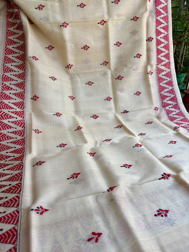 Pure Tussar Silk Kantha Saree