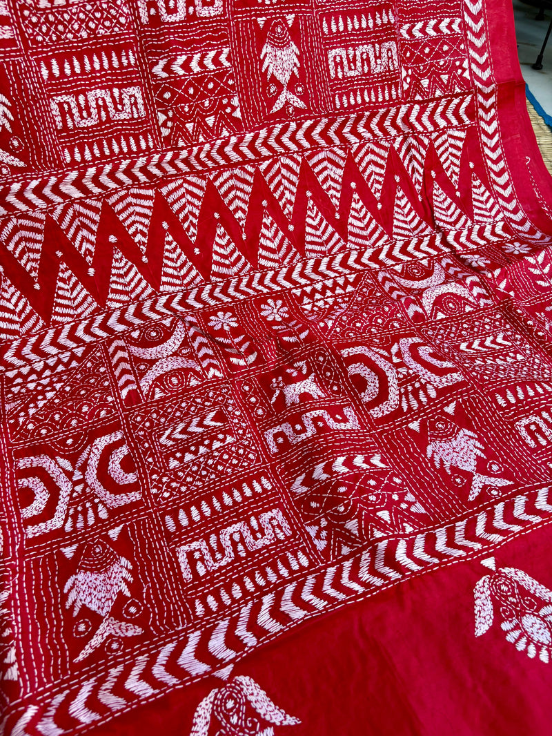 Pure Silk Kantha Saree