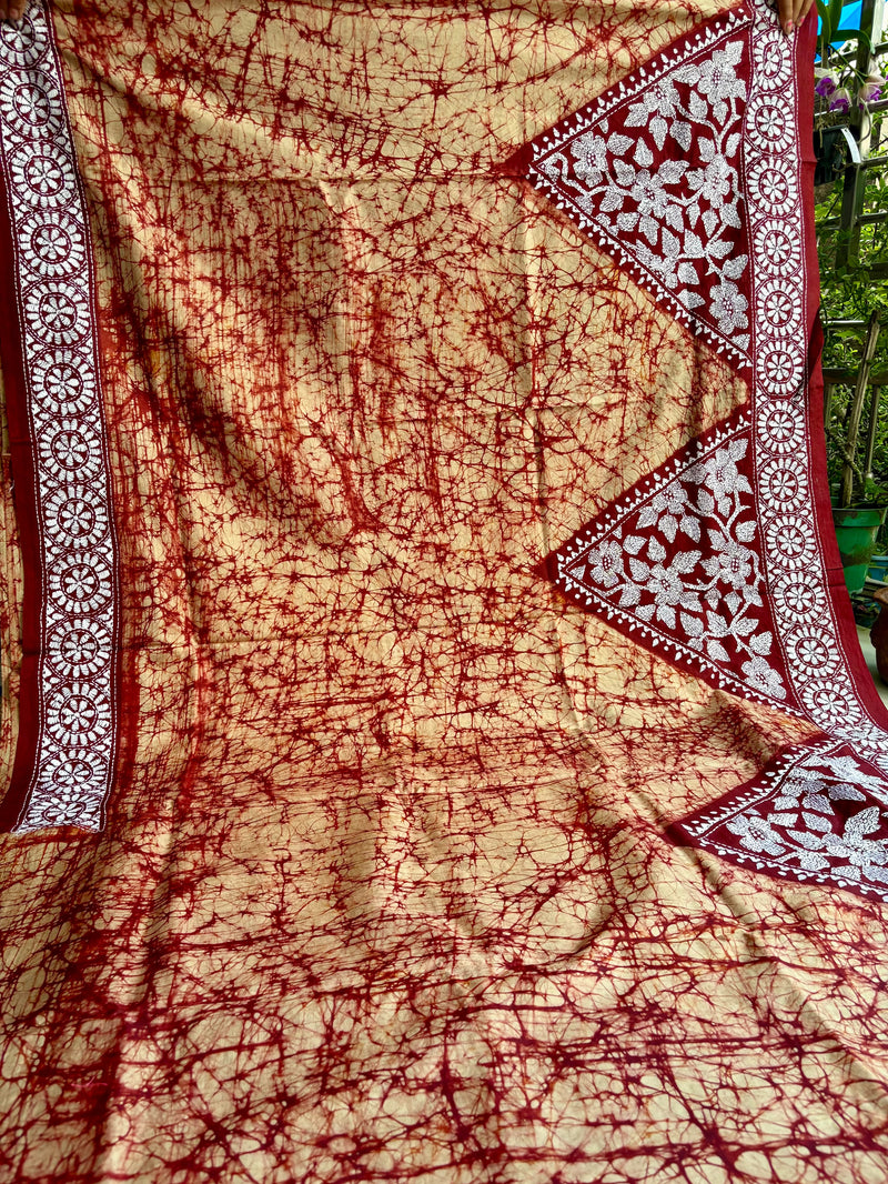 Pure Silk Kantha Saree