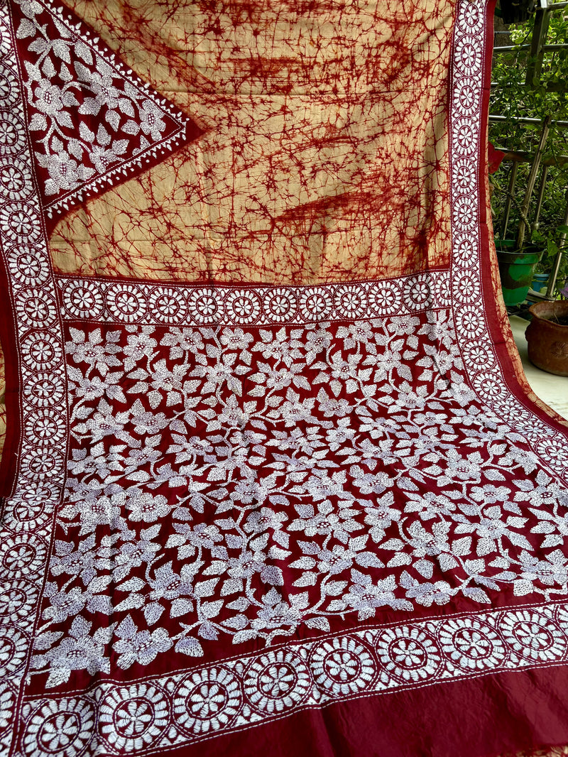 Pure Silk Kantha Saree