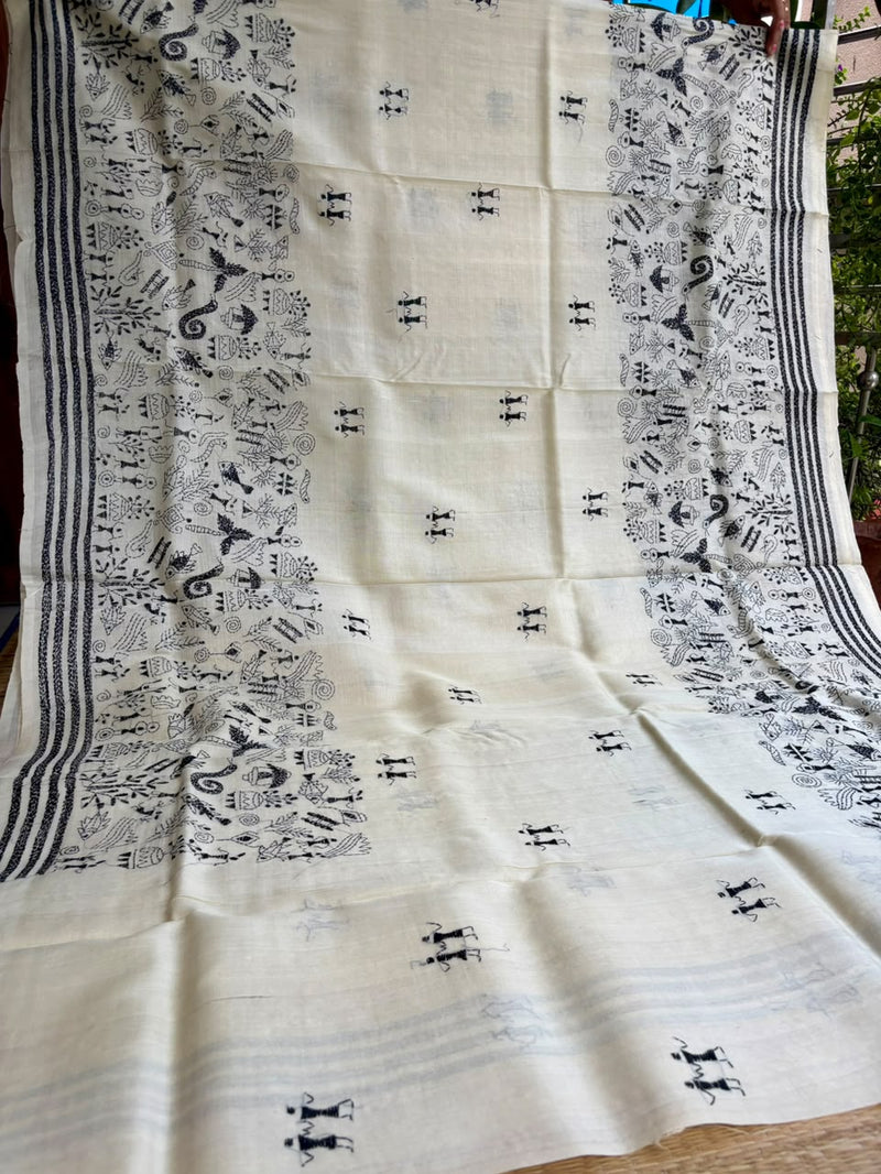 Pure Tussar Silk Kantha Saree