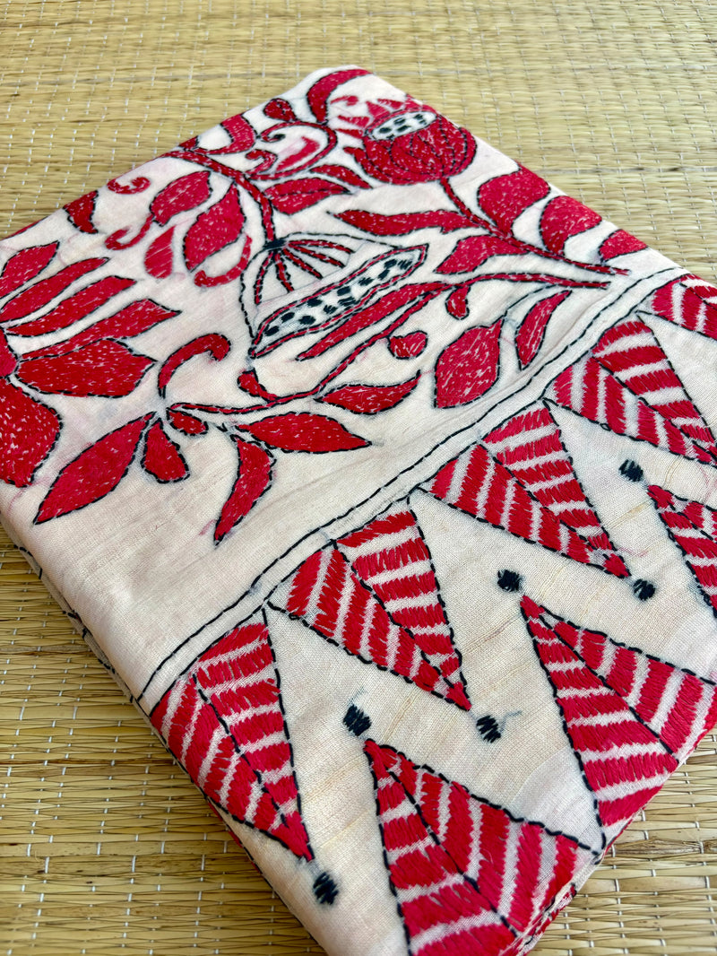 Pure Tussar Silk Kantha Saree