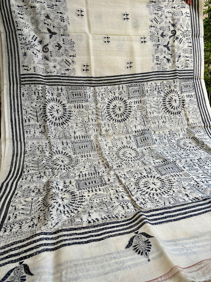 Pure Tussar Silk Kantha Saree
