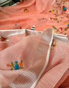 Floral Garden Hand-embroidered Linen Saree