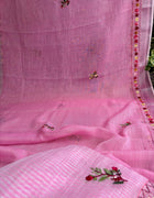 Hand-embroidered &Painted Linen Saree