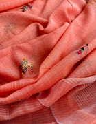 Hand-embroidered & Painted Linen Saree