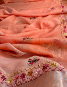 Hand-embroidered & Painted Linen Saree