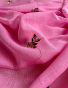 Hand-embroidered &Painted Linen Saree