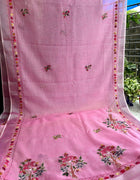 Hand-embroidered &Painted Linen Saree