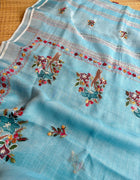 Hand-embroidered & Painted Linen Saree