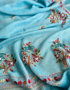 Hand-embroidered & Painted Linen Saree