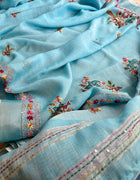 Hand-embroidered & Painted Linen Saree