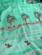 Hand-embroidered & Painted Linen Saree