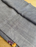 Hand-embroidered & Painted Linen Saree