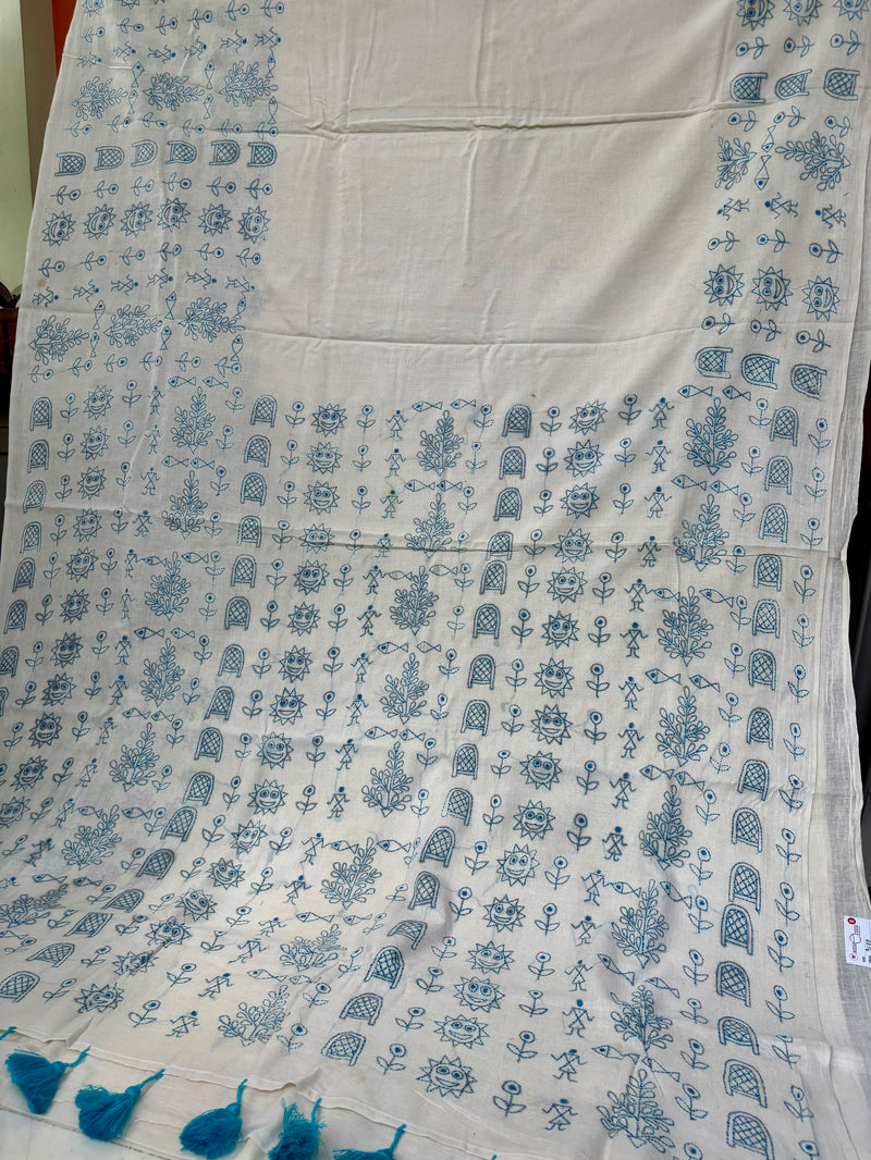 Cotton Kantha Work Saree
