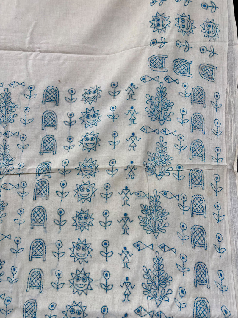 Cotton Kantha Work Saree