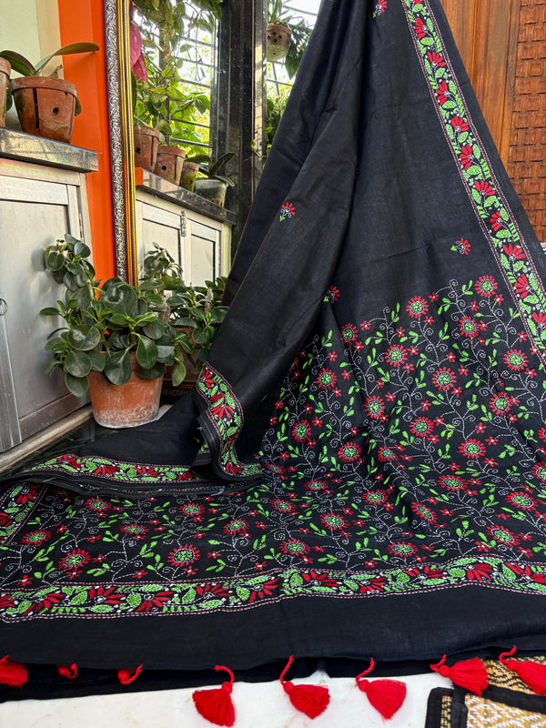 Cotton Kantha Work Saree