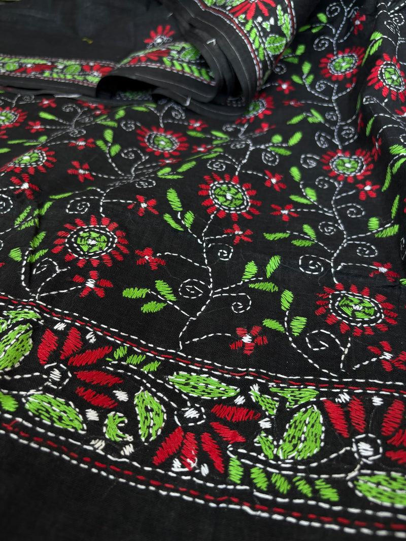 Cotton Kantha Work Saree