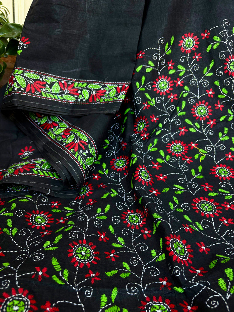 Cotton Kantha Work Saree