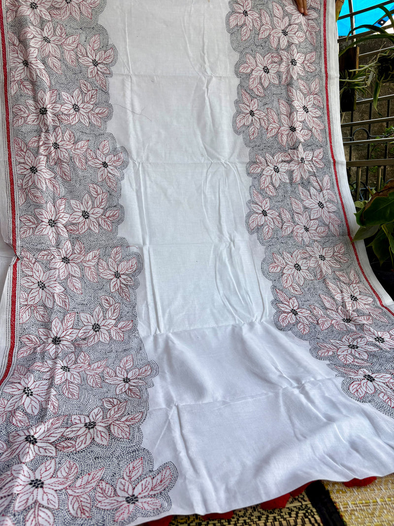 Cotton Kantha Work Saree