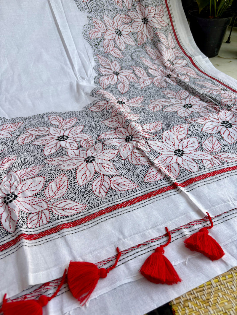 Cotton Kantha Work Saree