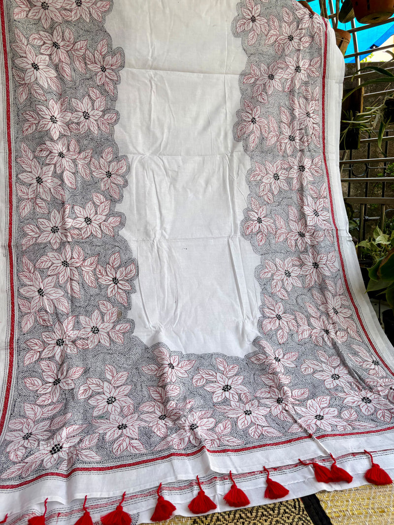 Cotton Kantha Work Saree