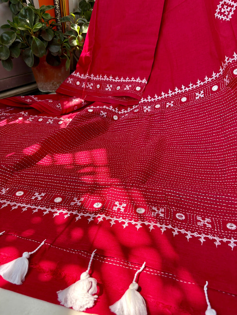 Cotton Kutch Work Saree