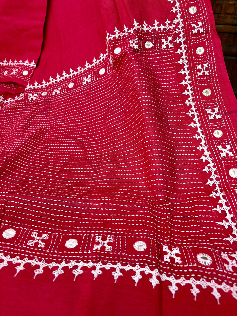 Cotton Kutch Work Saree