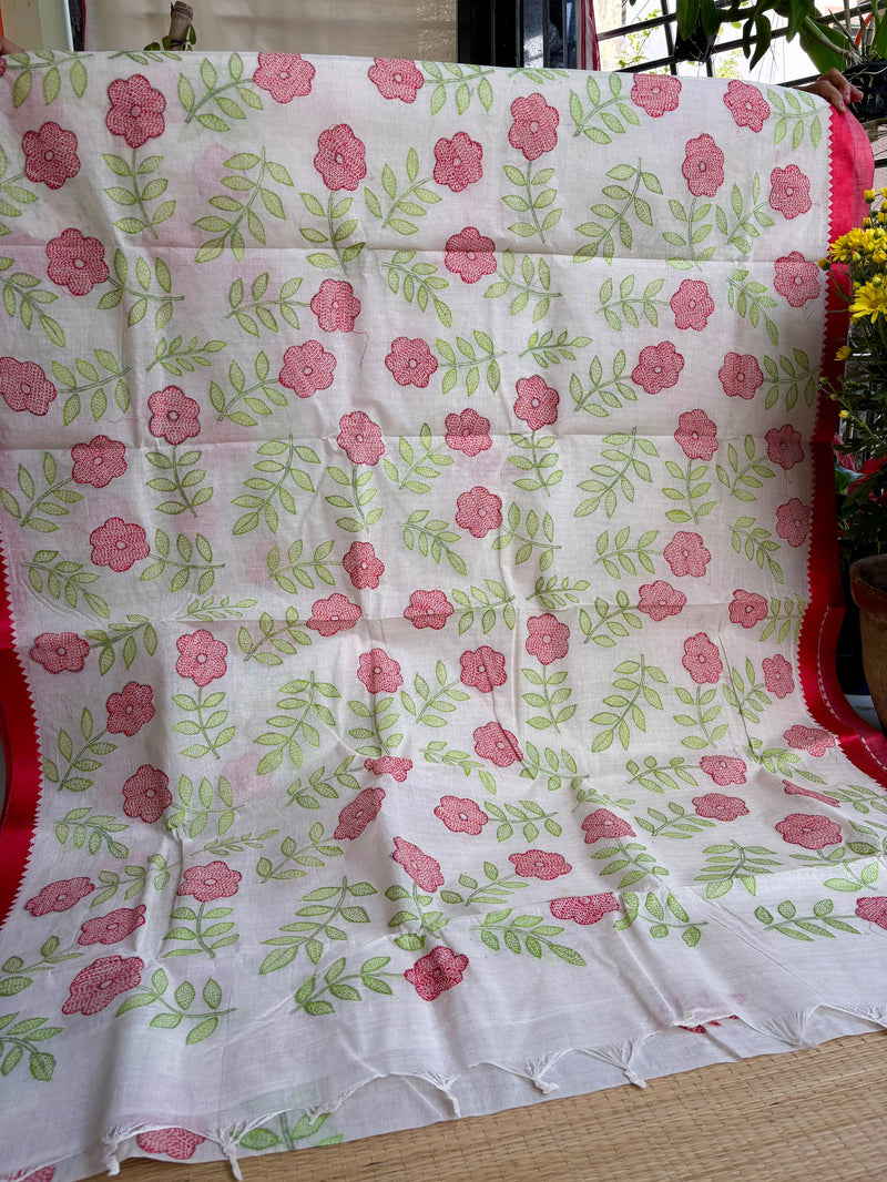 Cotton Kantha Work Saree