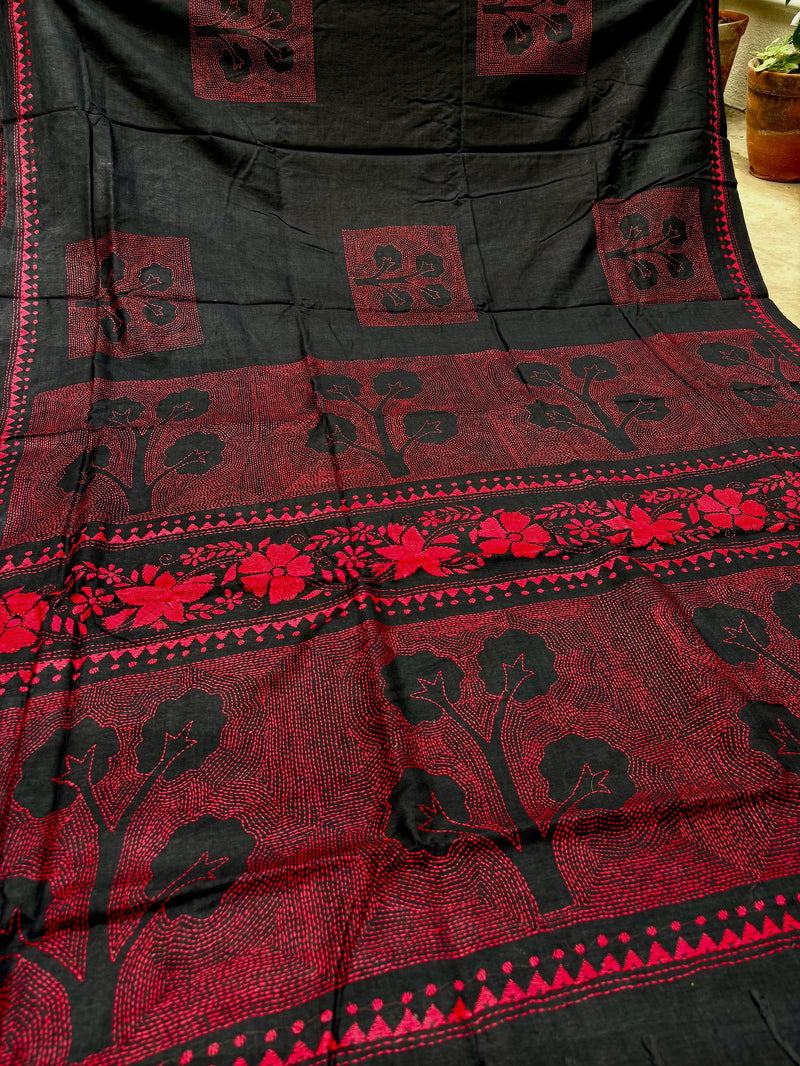 Cotton Kantha Work Saree