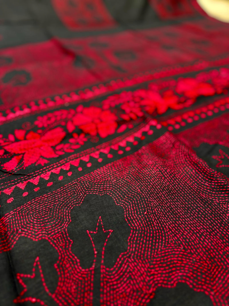 Cotton Kantha Work Saree