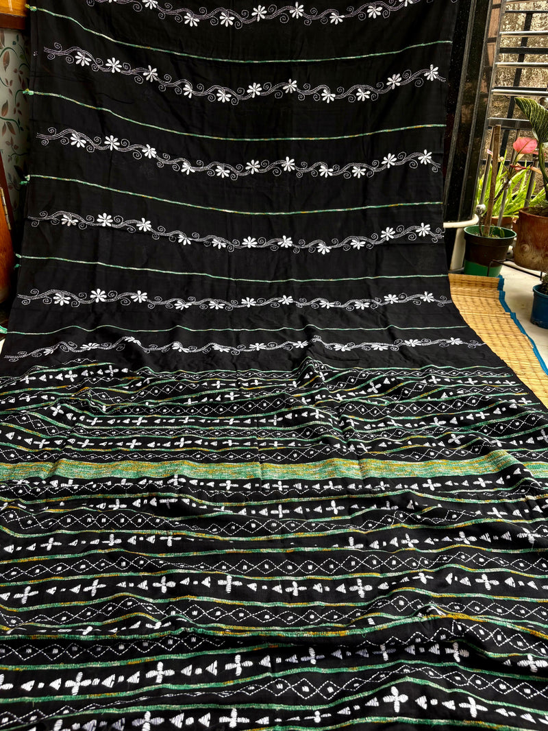 Cotton Kantha Work Saree