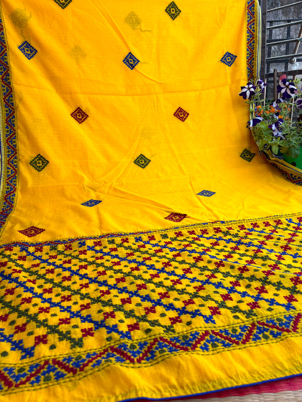 Budget Kutch Work Saree on Cotton Chanderi